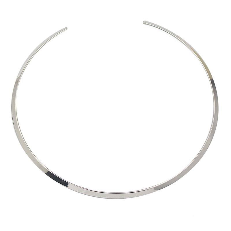 ARGENTA HALO | Minimalist Torque Choker | Platinum Silver Finish