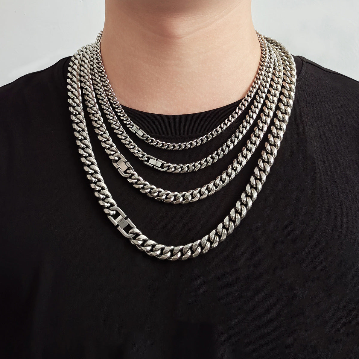 ARGENTA AXIS | Industrial Link Necklace | Platinum Silver Finish