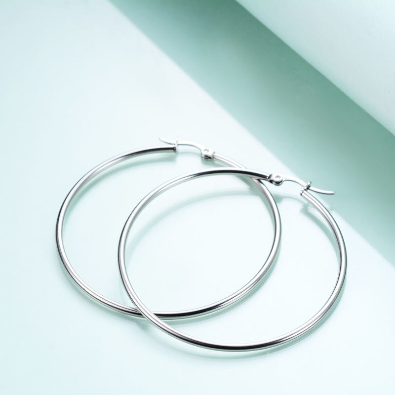 ARGENTA ORBIT | Oversized Geometric Hoops | Platinum Silver Finish