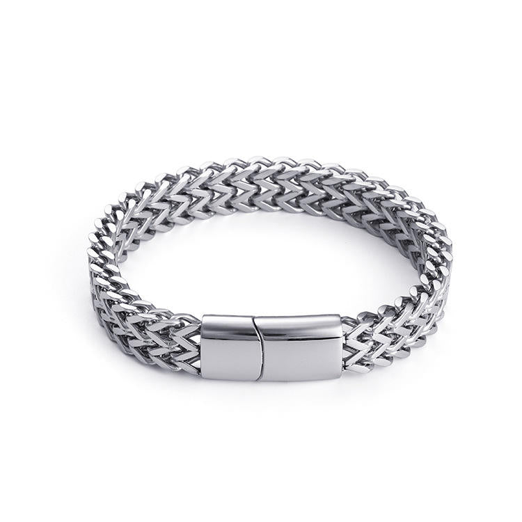 ARGENTA MATRIX | Layered Box Chain Bracelet | Platinum Silver Finish